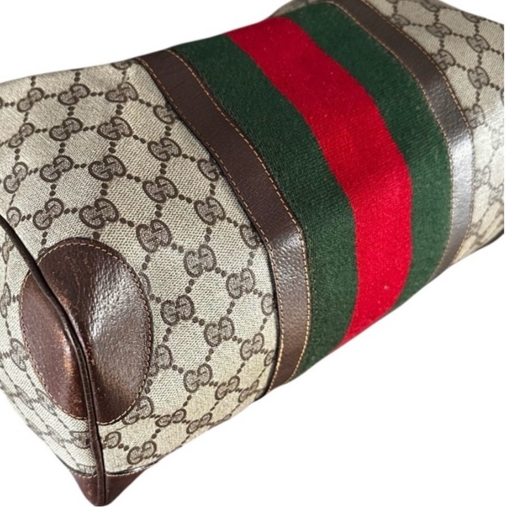 💯Vintage Gucci GG Monogram Web Stripe Boston Satchel | Made in Italy | Authentic - Picture 6 of 11